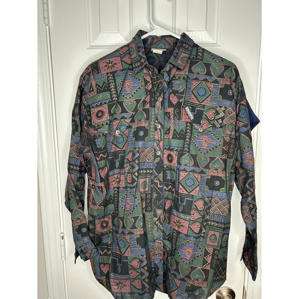 ROUGHRIDER Womens‎ Western Cowgirl Rodeo Button Up Aztec Paisley top shirt